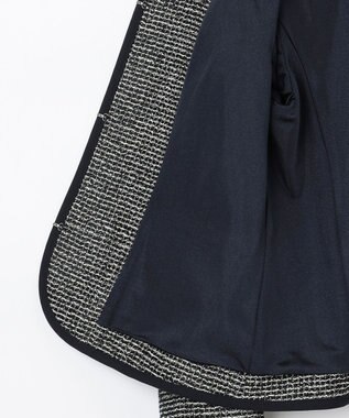 ANY SIS シャイニーストレッチツイード ノーカラージャケット シャンブレーネイビー