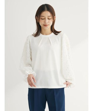 Green Parks 袖ジャガードドッキングプルオーバー Off White