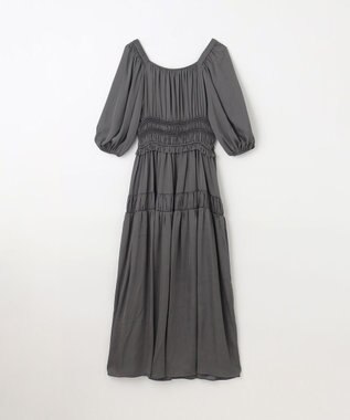 GRACE CONTINENTAL スクエアギャザーワンピース グレー