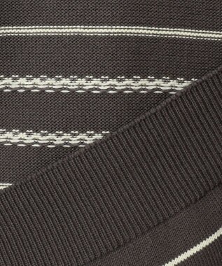 自由区 コットンポリミドルゲージボーダー ニット グレー×イエロー