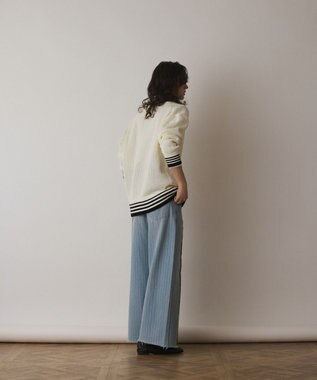 GRACE CONTINENTAL メッシュラインニットカーディガン ホワイト