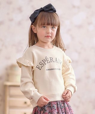 ANY KIDS 袖フリル ロゴ トレーナー エクリュ