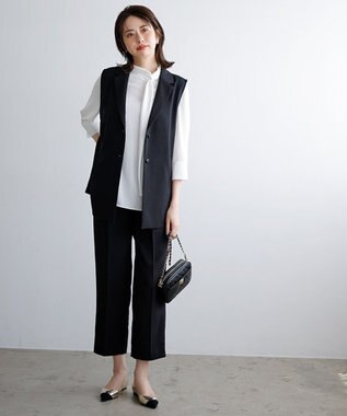 ICB L 【接触冷感・UVケア・速乾・洗える】BackSatinAmunzen ボウタイブラウス オフホワイト系