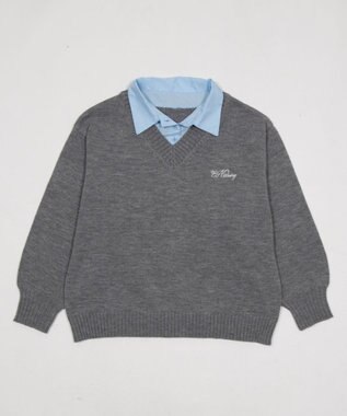 WEGO シャツドッキングニットプルオーバー 杢グレー