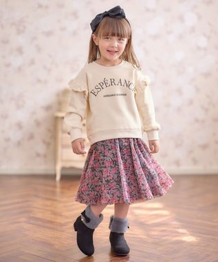 ANY KIDS 袖フリル ロゴ トレーナー エクリュ