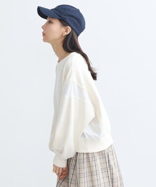 earth music&ecology 異素材ドッキングスウェット Ivory