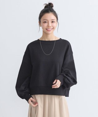 earth music&ecology 異素材ドッキングスウェット Black