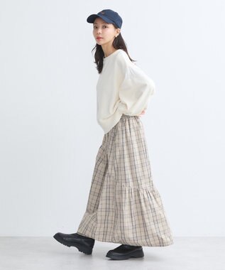 earth music&ecology 異素材ドッキングスウェット Ivory