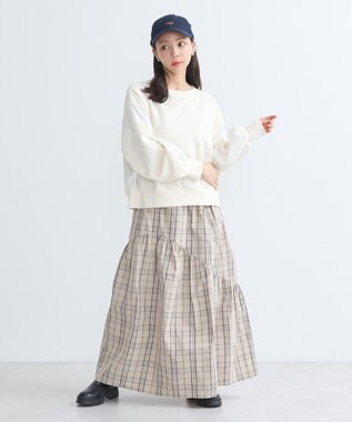 earth music&ecology 異素材ドッキングスウェット Ivory