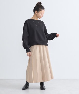 earth music&ecology 異素材ドッキングスウェット Black