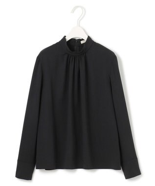 ICB 【洗える】ストレッチジョーゼット ハイネックブラウス ブラック系