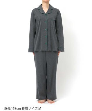 une nana cool 【綿100%】60/1 シルケットスムース 長袖開襟 MADE WITH LIBERTY FABRIC ダークグレー