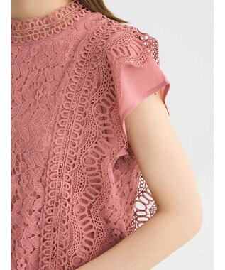 Green Parks ・Ｐｅｔｉｔ　Ｆｌｅｕｒ　フレンチレーシ－ブラウス Pink