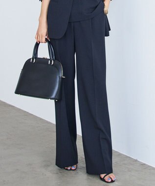 【カタログ掲載・セットアップ対応・セレモニー・ハレの日・通勤】テクスチャードスーツストレートワイド パンツ