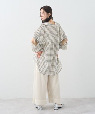earth music&ecology 【2WAY】２ｗａｙショルダードロストリボンチェックシャツ Cream