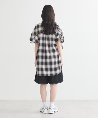 earth music&ecology 【2WAY】２ｗａｙショルダードロストリボンチェックシャツ Brown