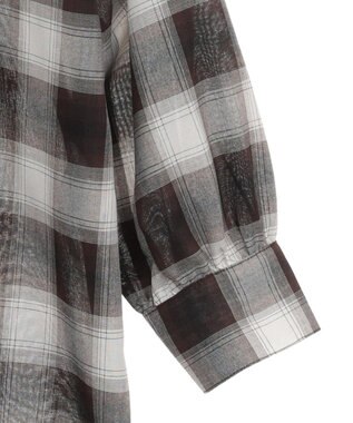 earth music&ecology 【2WAY】２ｗａｙショルダードロストリボンチェックシャツ Brown