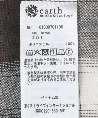 earth music&ecology 【2WAY】２ｗａｙショルダードロストリボンチェックシャツ Brown