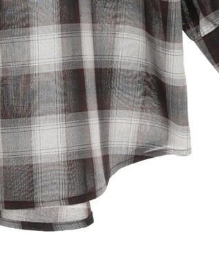 earth music&ecology 【2WAY】２ｗａｙショルダードロストリボンチェックシャツ Brown
