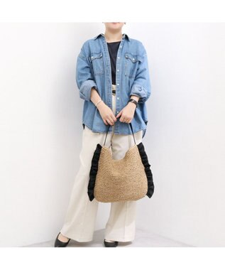 UNBILLION カシュカシュ cachecache / サイドフリルワンンハンドルトート カゴバッグ ブラック