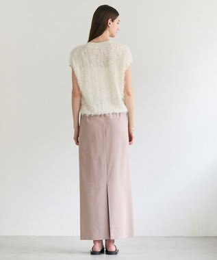 BEIGE， LYCORIS / カットフリンジ Vネックニット Ecru