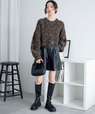 WEGO ミックスブークレ2WAYカーディガン ブラウン