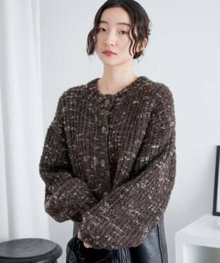 WEGO ミックスブークレ2WAYカーディガン ブラウン