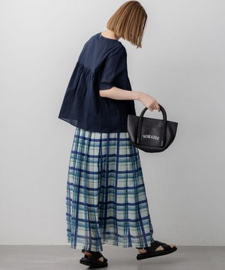 23区 【WEB&一部店舗限定】コットンローン ピンタック フレア ブラウス ネイビー系