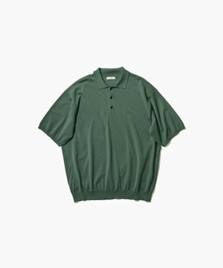 ATON COTTON WASHI KNIT | ハーフスリーブポロセーター - UNISEX GREEN