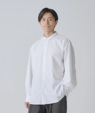 muuc 〈日本製・上質なブロード〉the amber shirt〈ユニセックス・大きいサイズあり〉〈3シーズン〉〈お顔スッキリ見せる小さめ襟のシャツ〉 ホワイト