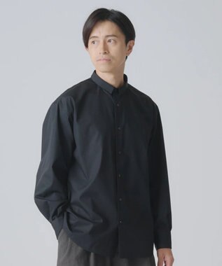 muuc 〈日本製・上質なブロード〉the amber shirt〈ユニセックス・大きいサイズあり〉〈3シーズン〉〈お顔スッキリ見せる小さめ襟のシャツ〉 ブラック