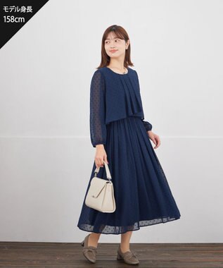 Tiaclasse 【新色追加】シフォンドレープワンピース ネイビー