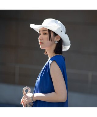 林八百吉商店 un chapeau  デニムフリンジハット ホワイト