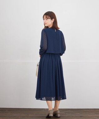 Tiaclasse 【新色追加】シフォンドレープワンピース ネイビー