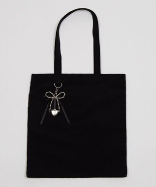 WEGO チャーム付きA4トートバッグ ブラック