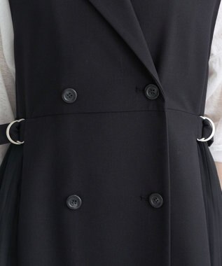 earth music&ecology サイドプリーツジレンチ ブラック