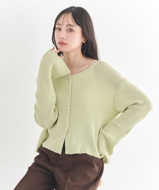 earth music&ecology 【予約】リブクロップドカーディガン ミント