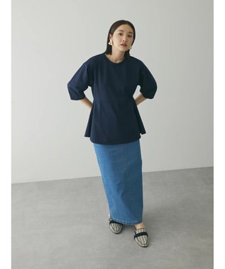 Green Parks armonia. ペプラム切替トップス Navy