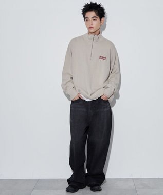 WEGO 【ユニセックス着用ITEM】ワンポイントハーフジッププルオーバー オフホワイト