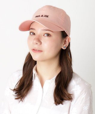 MOONBAT PAUL&JOE ACCESSOIRES(ポール&ジョー）ロゴ入り 深キャップ 帽子 ネコチャーム付 UVカット ペールピンク