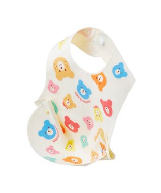 MIKI HOUSE HOT BISCUITS 総柄 お食事スタイ 白