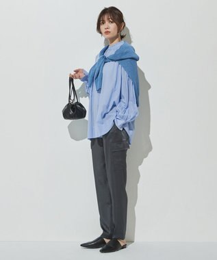 ICB 【WEB限定カラーあり・洗える】ペーパーブレンドシャインニット Vネックプルオーバー スマルトブルー系