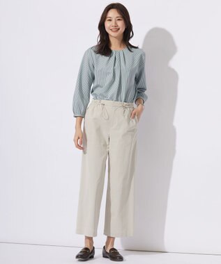 J.PRESS LADIES L 【洗える・吸水速乾・接触冷感】リネンツイル パンツ アイボリー系