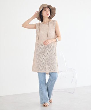 earth music&ecology 切り替えフレアデニムパンツ Light Indigo