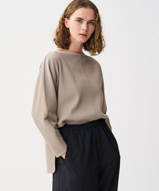 プリーツリブ ドルマンスリーブトップス