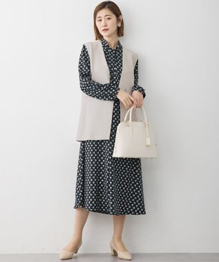 23区 【セットアップ対応/洗える】トリアセダブルジョーゼット ジレ ベージュ系