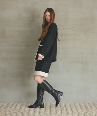 GRACE CONTINENTAL ツイードトリミングジャケット ブラック