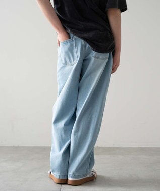 WEGO 【KIDS/150cm/160cm/ウエストゴム】イージー3Dバレルレッグデニムパンツ（JUNIOR） デニム淡色