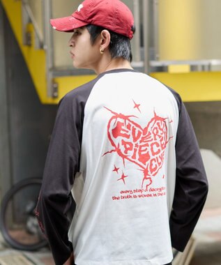 WEGO 【ユニセックス着用ITEM/MLサイズ展開】スリーブロゴグラフィックラグランT（LS） ブラック