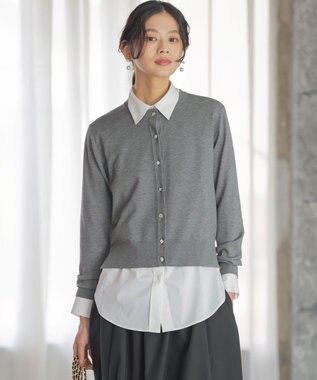 組曲 【先行予約】アトランダムビジューボタンカーディガン ライトグレー系